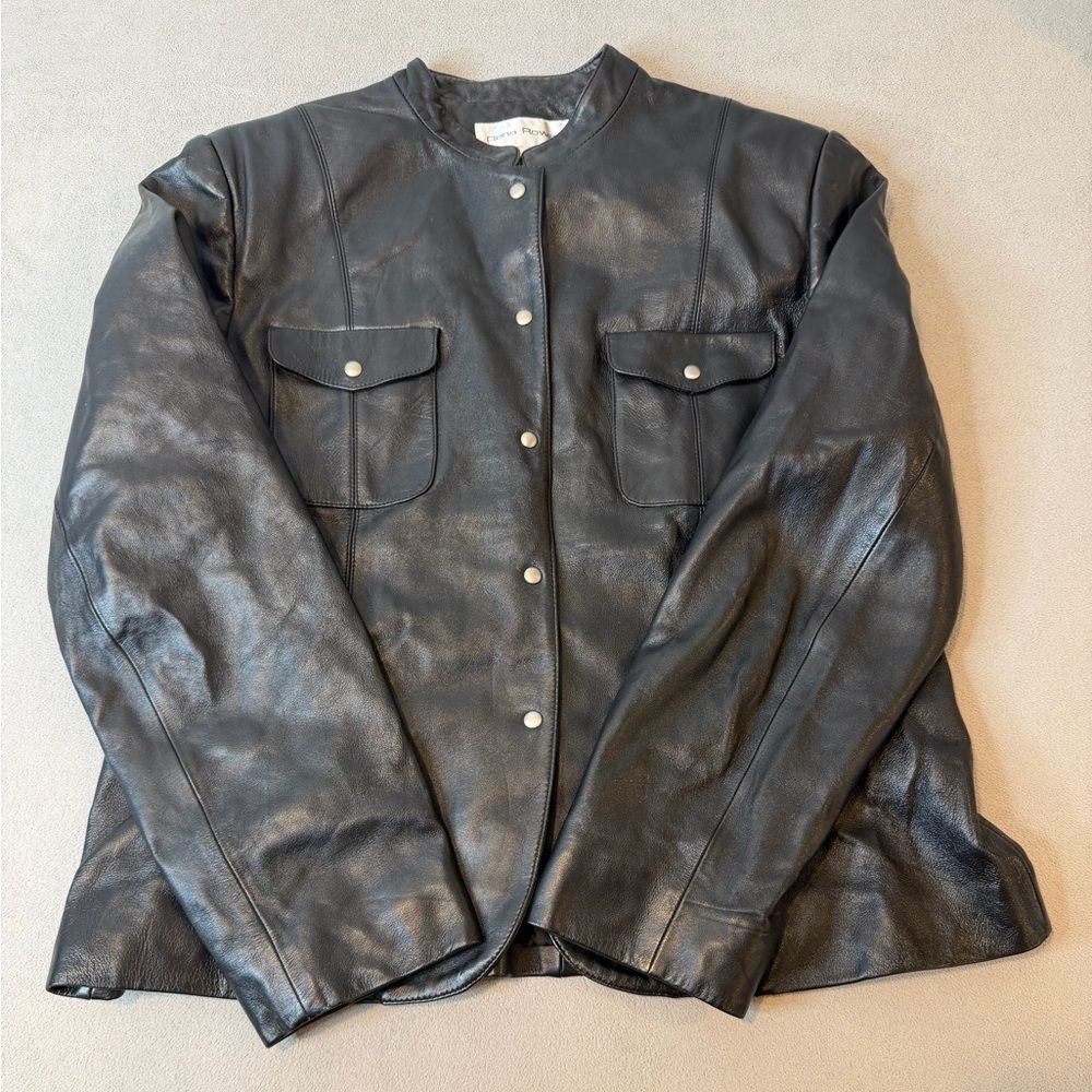 Rena Rowan Black Leather Jacket Women's Size 16